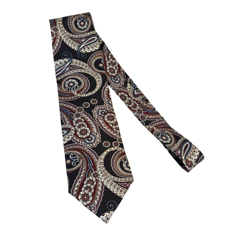 Christian Dior Monsieur Paisley Silk Neck Tie Black/Burgundy 3.75" Wide